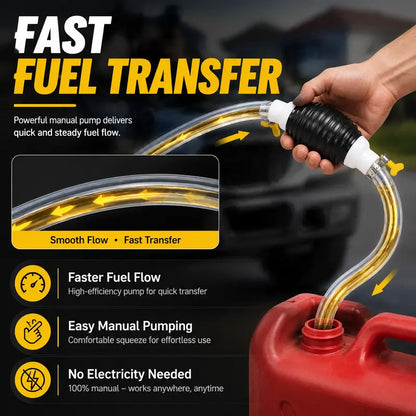 🔥⛽Manual Siphon Pump Kit with 1M Hose, Rubber Pump Bulb & 2 Hose Clamps, Liquid Transfer Pump for Fuel Water Oil, Car Boat Motorcycle