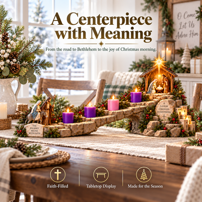 🕊️  ✝️ Journey to Bethlehem – 4-Week Lighted Advent Nativity Countdown