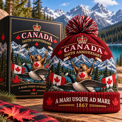 Canada 160th Anniversary Knit Beanie | Soft, Stretchy Acrylic Knit