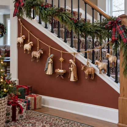 🎄 Handcrafted Wooden Nativity Garland – Bring the Christmas Story Home ✨