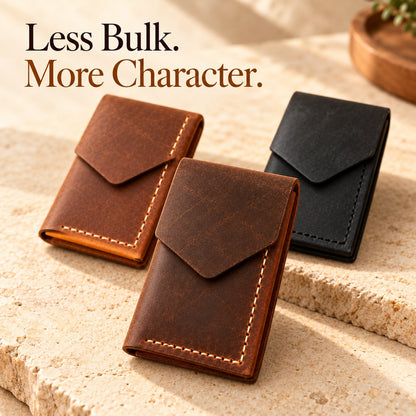 Handmade Genuine Leather Magnetic Wallet – Slim Card & Cash Holder for Men