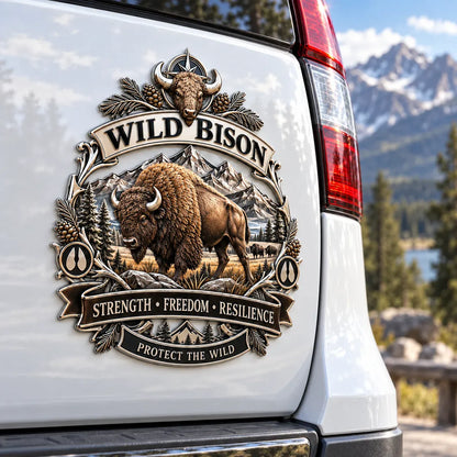 🦬Wild Bison 3D Metal Car Emblem – Strength · Freedom · Resilience