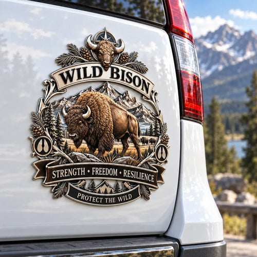🦬Wild Bison 3D Metal Car Emblem – Strength · Freedom · Resilience