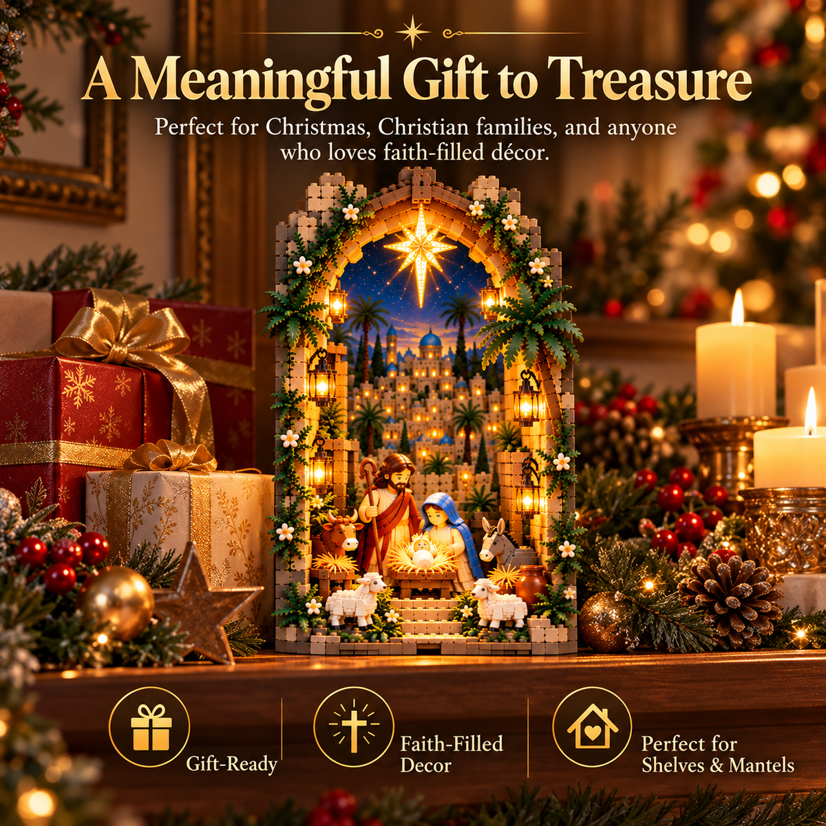 Lighted Bethlehem Nativity Book Nook
