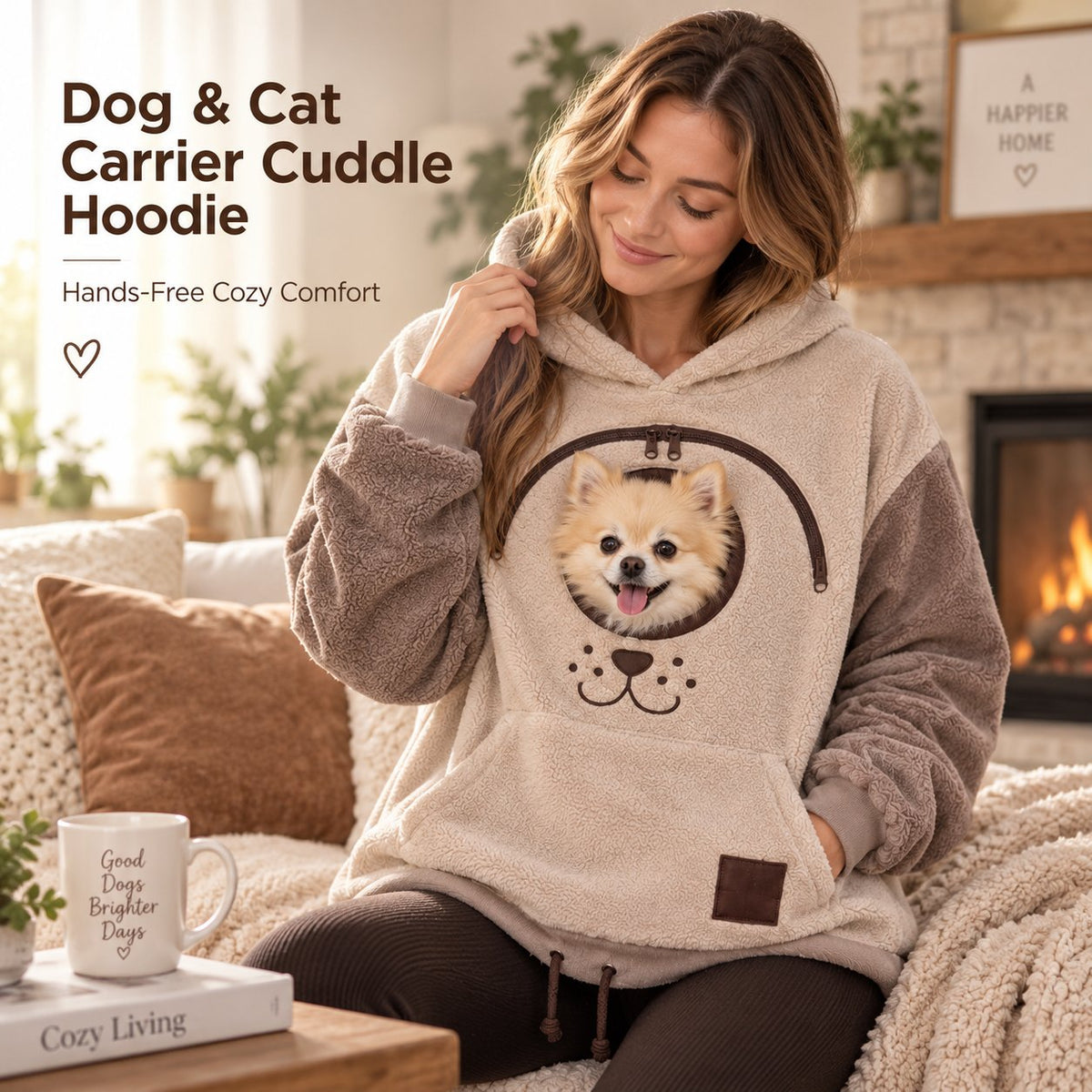 ⏰LAST DAY 50% OFF🐾Cozy Pet Carrier Hoodie – Soft Fleece Cuddle Pouch Sweatshirt for Cats & Small Dogs