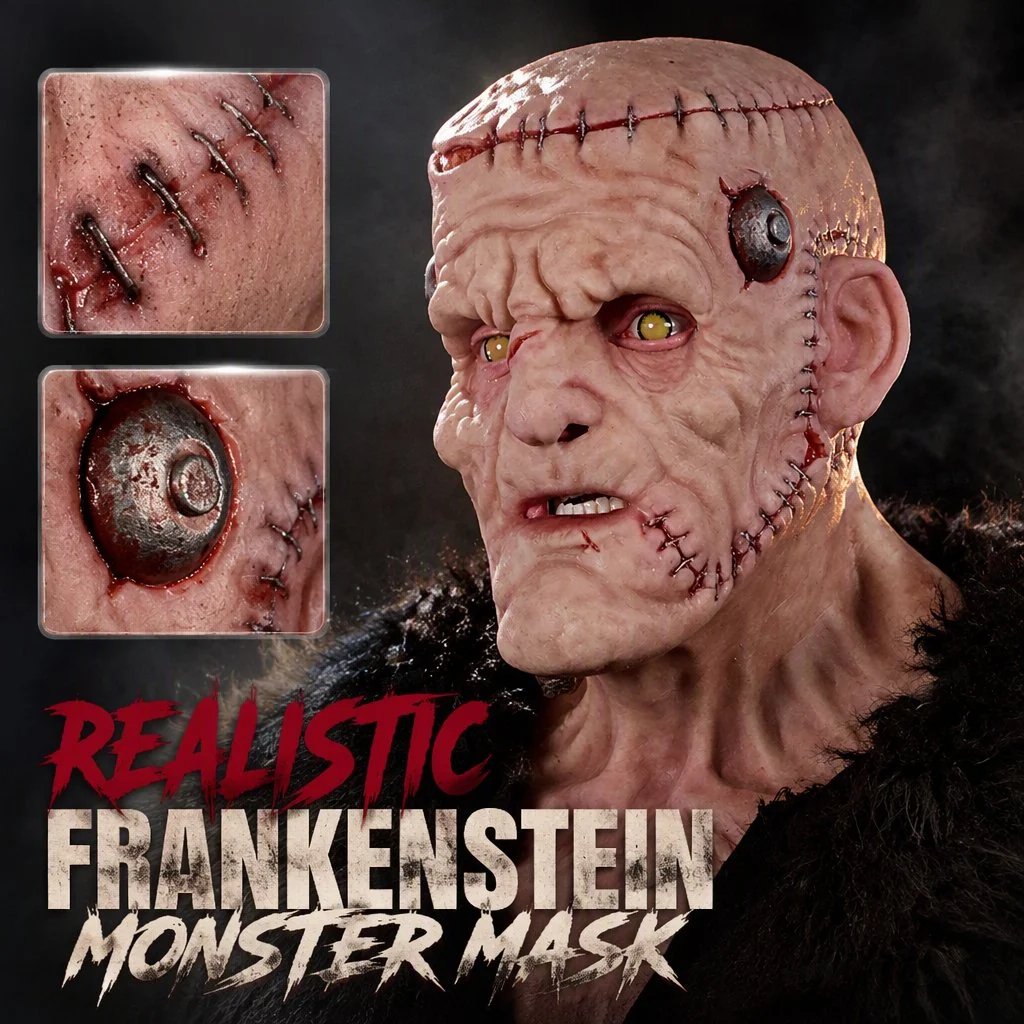 👹 Stitched Monster Full-Head Silicone Horror Mask | Costume Piece