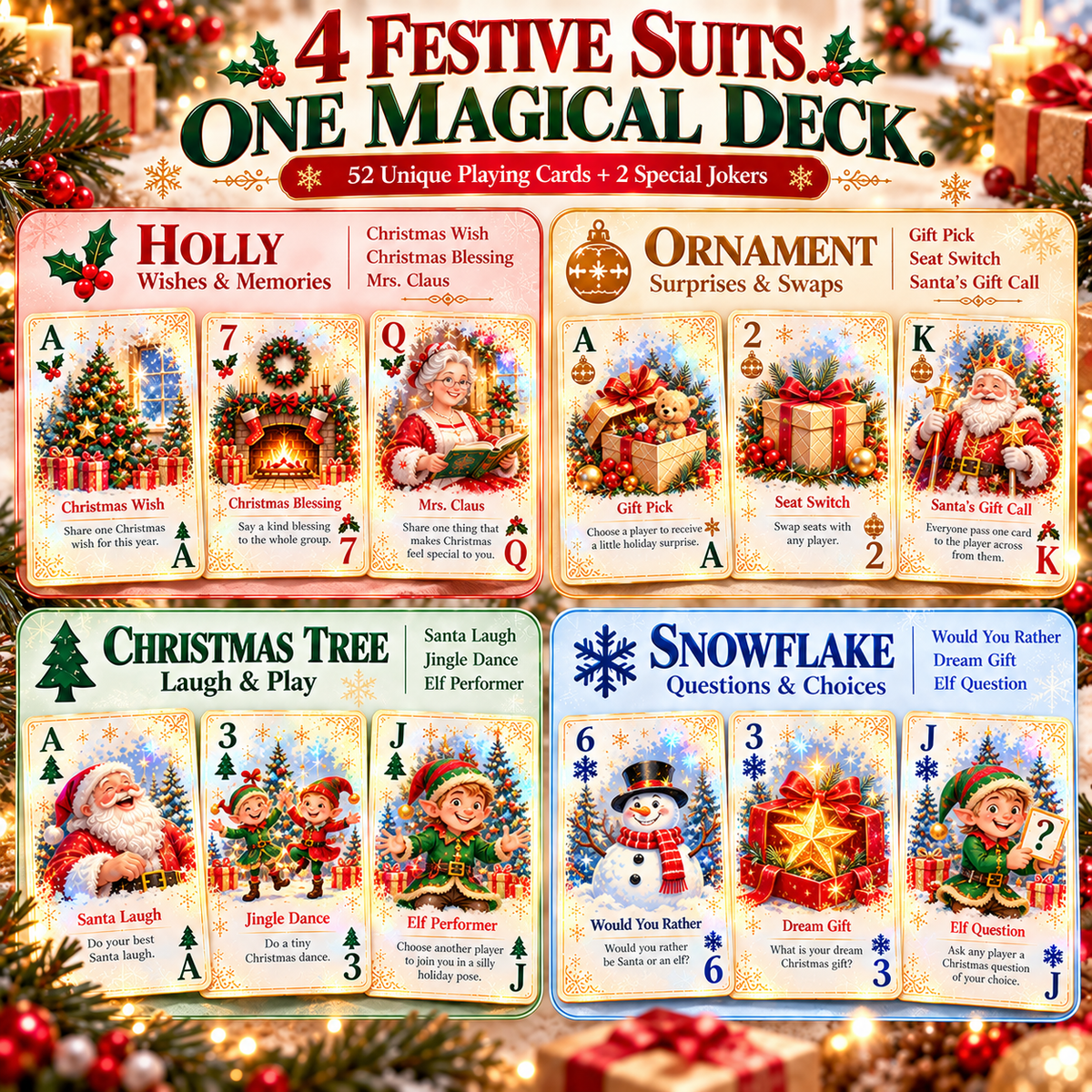 🃏 🎅 Christmas Party Fun Playing Cards -Make Your Christmas Game Night More Fun!