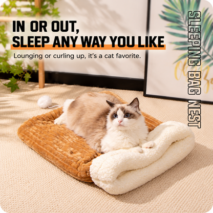 🐾 Cozy Pet Sleeping Bag Bed – Plush Sherpa Burrow Nest for Cats & Small Dogs