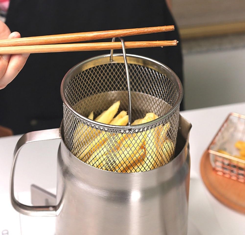 🍳 2-in-1 Stainless Steel Oil Strainer Pot & Deep Fryer - Reusable Cooking Oil