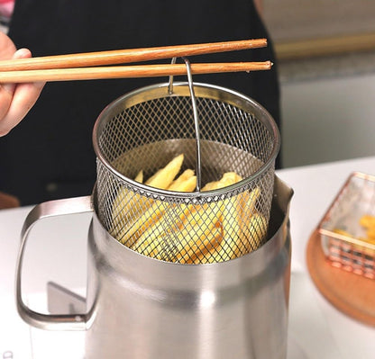 🍳 2-in-1 Stainless Steel Oil Strainer Pot & Deep Fryer - Reusable Cooking Oil