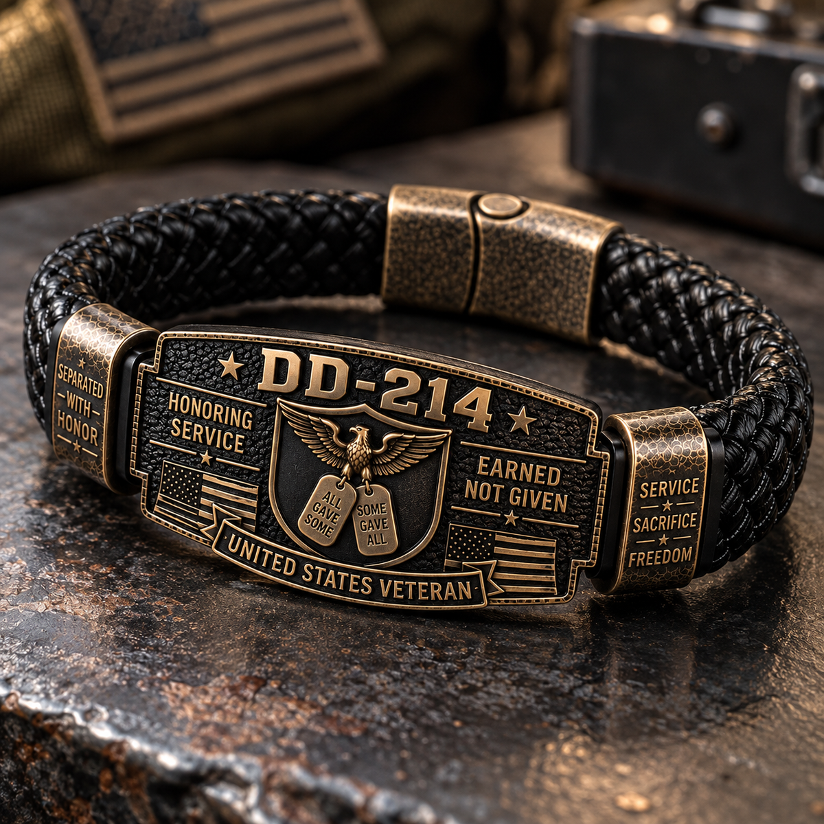 🇺🇸 100% Handmade DD-214 Veteran Honor Bracelet – A Meaningful Tribute to Military Service & Sacrifice 🎖️