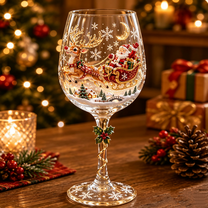 🎄🍷 3D Christmas Wine Glass Set – Magical Holiday Glassware & Festive Gift! 🎁✨