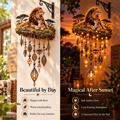 Majestic Savannah Family Glow™ – Lion & Cub Illuminated Wall Decor
