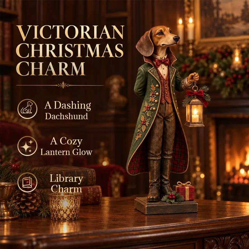 🐕🎄 Christmas Dachshund Lantern Ornament | Victorian Butler Decor