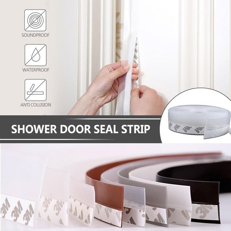 Silicone Door Weather Stripping Seal Strip, 5M/16.4FT Adhesive Door Bottom Draft Stopper for Doors and Windows