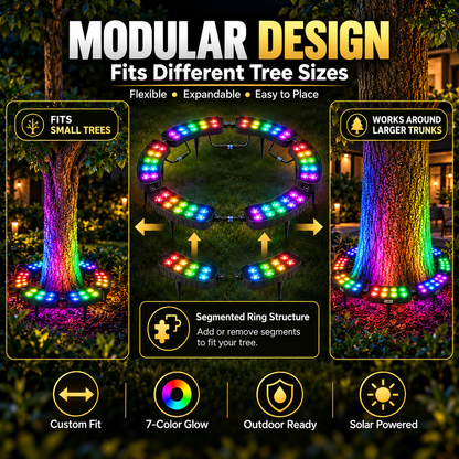 🏡🌈 Solar RGB Tree Ring Light – 7-Color Outdoor Landscape Uplighting