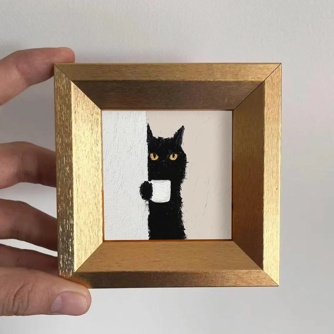 🔥LAST DAY 49% OFF 🐈‍⬛✨Black Cat Gold Leaf Miniature Painting