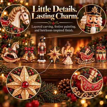 🎄 7-Piece Vintage Christmas Garland | Removable 3D Ornaments