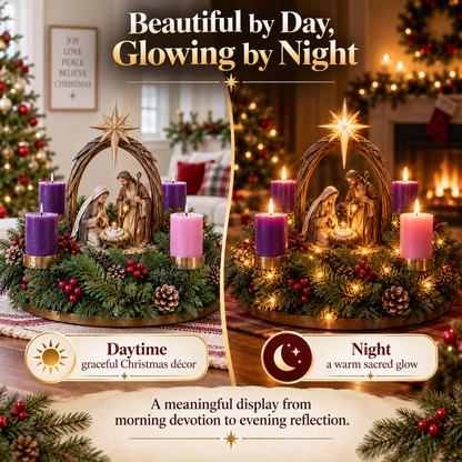49% OFF✝️ Lighted Nativity Advent Wreath – A Sacred 4-Week Christmas Tradition🕯️