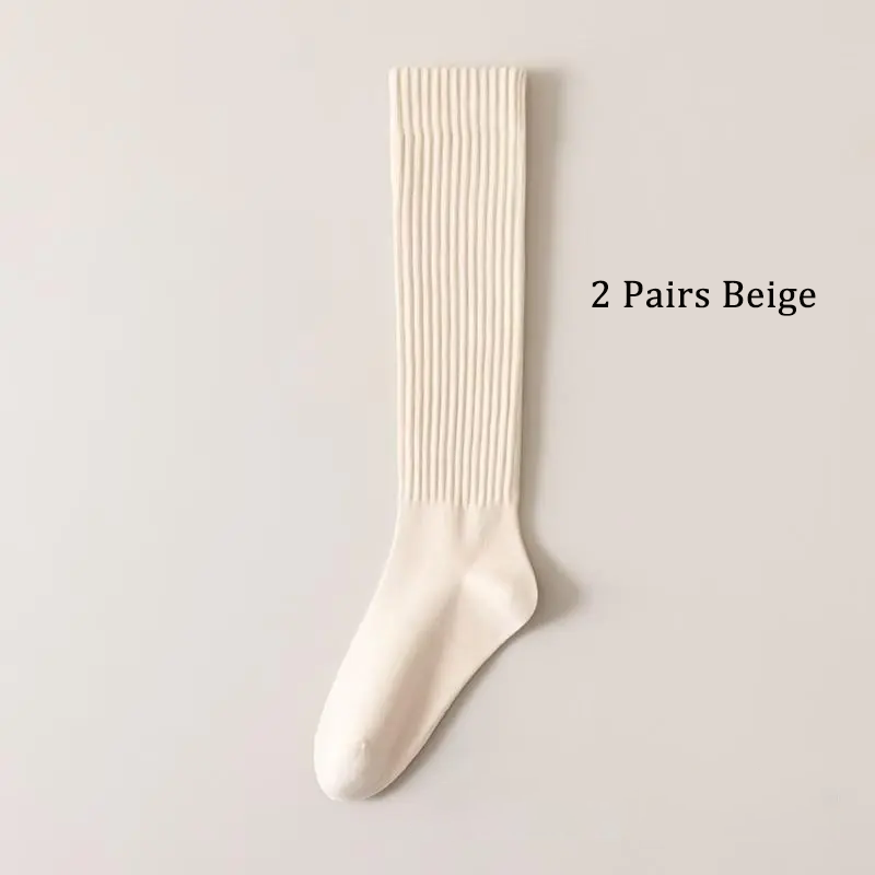 Women's 2-Pair Thick Cute Slim-Fit Solid Color Calf Boot Socks