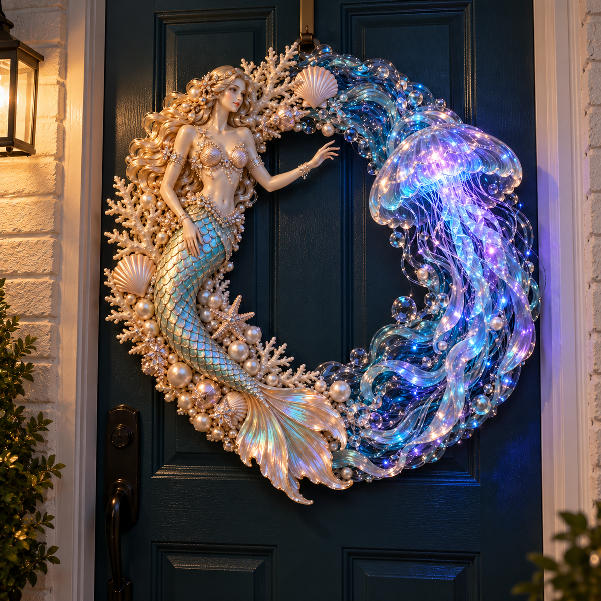 🔥Last Day 50% OFF -🧜‍♀️ Enchanted Mermaid & Glowing Jellyfish Wreath | Bring Ocean Magic Home