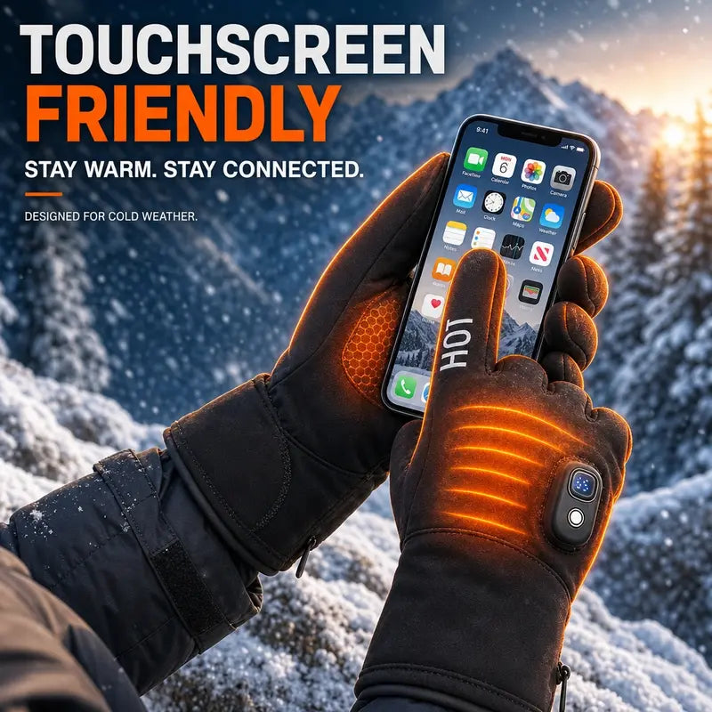 🔥 Rechargeable Heated Gloves — 3000mAh Battery, 3 Heat Levels & Touchscreen Control