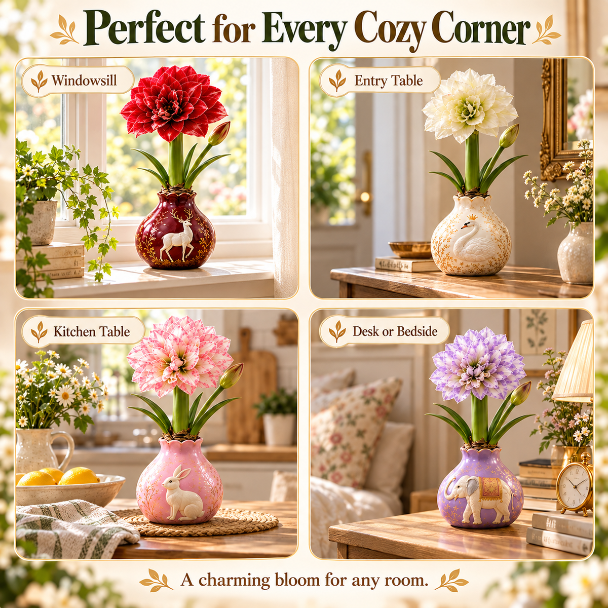 🌱Grow Your Own Amaryllis – Blooming Gift Pot with Decorative Animal Vase