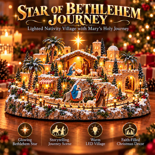 🌟🎄 Star of Bethlehem Journey™ – Lighted Nativity Christmas Village with Mary’s Holy Journey