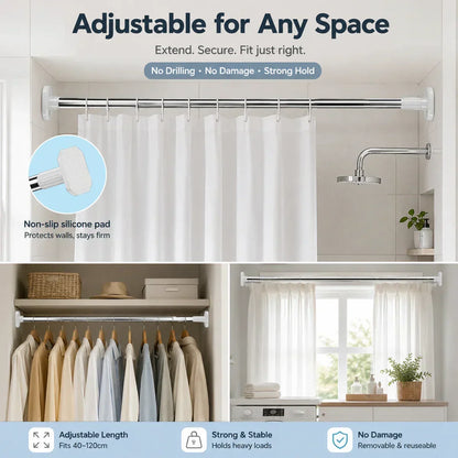Adjustable No-Drill Rod – Easy Installation Without Drilling 🏠