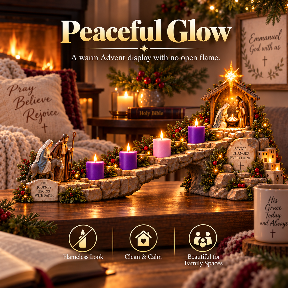 ✨✝️ Journey to Bethlehem – 4-Week Lighted Advent Nativity Path