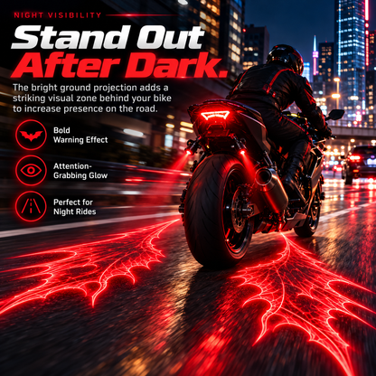 🏍️🦇 Motorcycle Bat-Wing Laser Projection Lights – Bold Red Ground Effect, Dual Adjustable Projectors 🔥