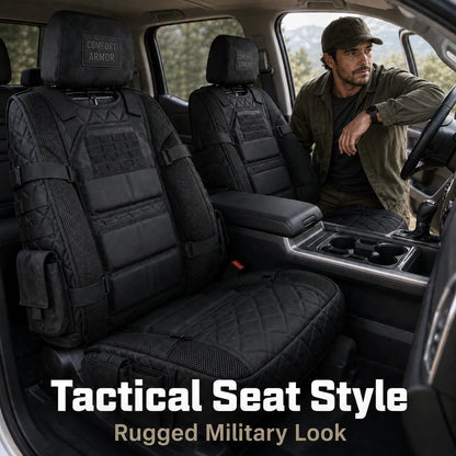 🎖️ Military‑Style Auto Seat Protectors｜Universal Fit Heavy‑Duty Cushion For Long‑Drive Vehicle Owners
