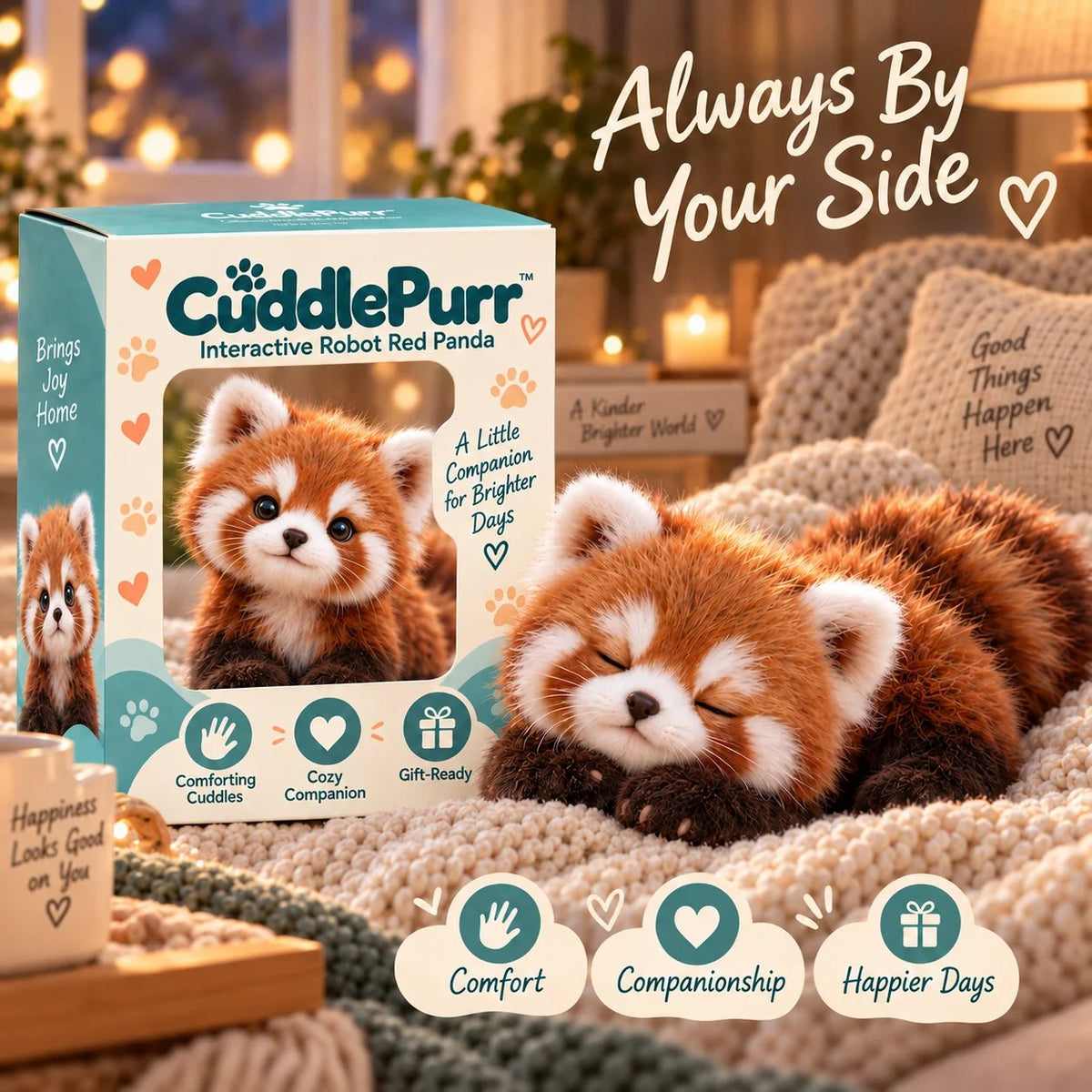 🐾🧸 CuddlePurr™ Red Panda Interactive Plush Toy – Cute Companion Stuffed Animal for Kids