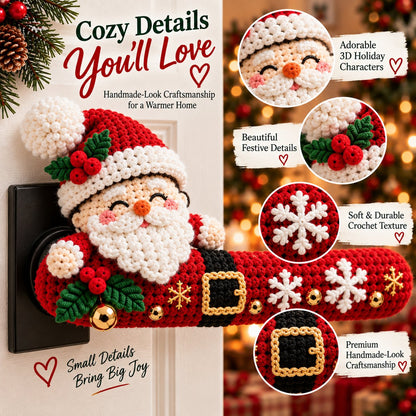🎄 LAST DAY 50% OFF — Christmas Crochet Door Handle Covers | 6 Festive Designs