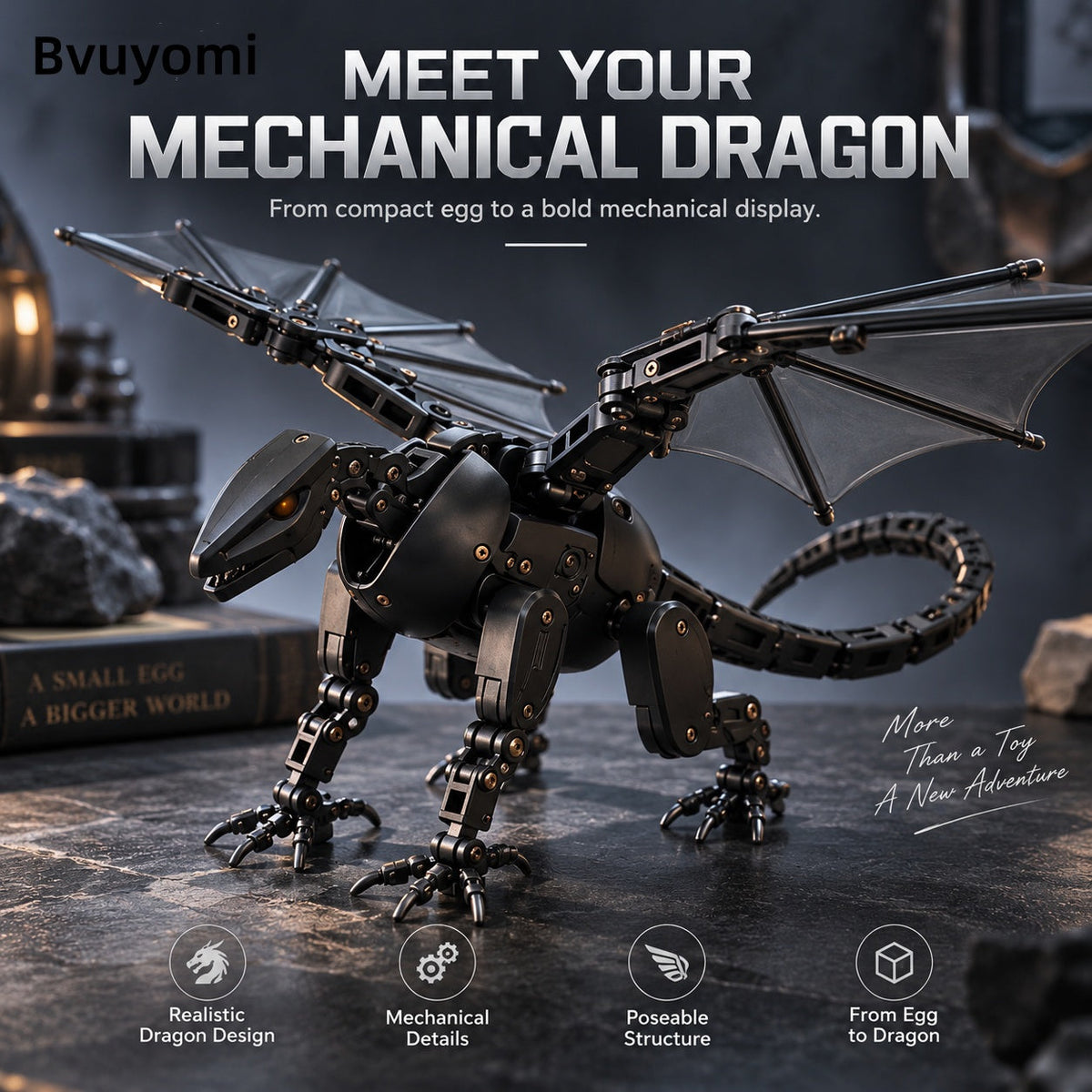 🔥LAST DAY 49% OFF This Egg Transforms Into a Dragon 🐉 – 2-in-1 Mechanical Dragon Figure