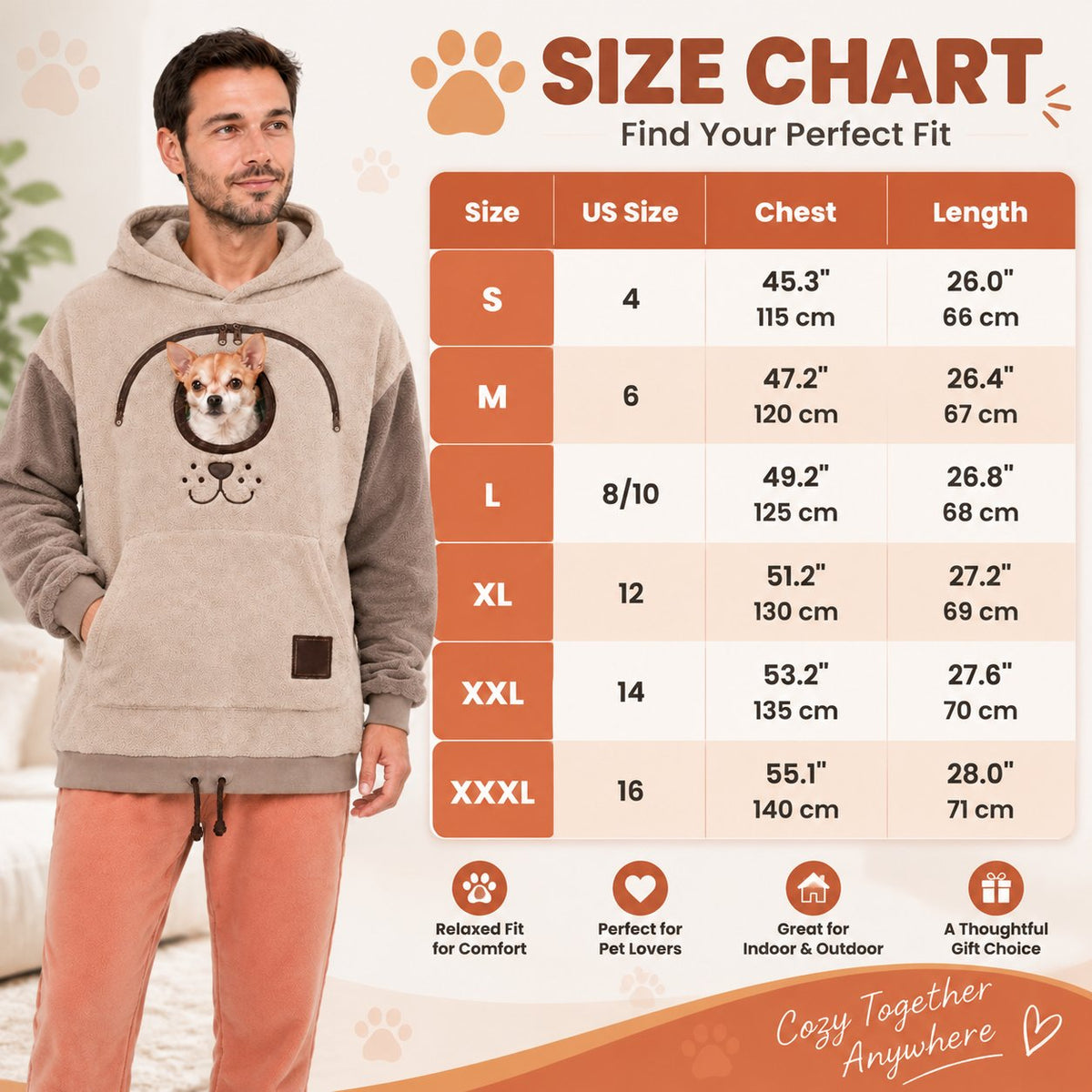 ⏰LAST DAY 50% OFF🐾Cozy Pet Carrier Hoodie – Soft Fleece Cuddle Pouch Sweatshirt for Cats & Small Dogs