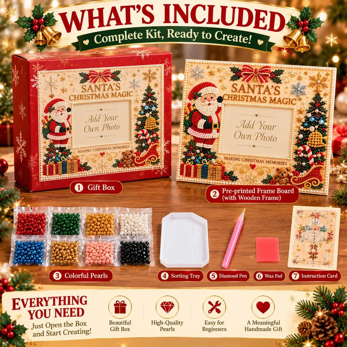🎄 Christmas Memories, Made by You – DIY Pearl Photo Frame Kit