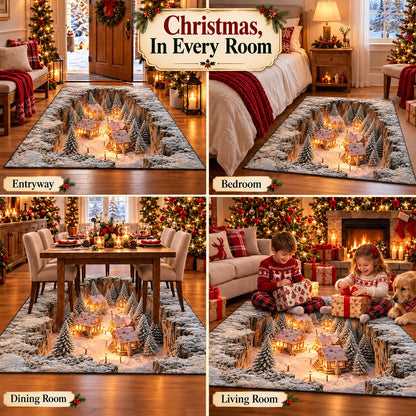 🌨️ Optical Illusion Christmas Scene Rug | Bring A Hidden Winter Village To Your Floor