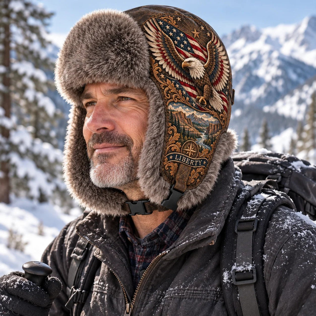 🦅 Wings of Liberty Plush-Lined Winter Trapper Hat