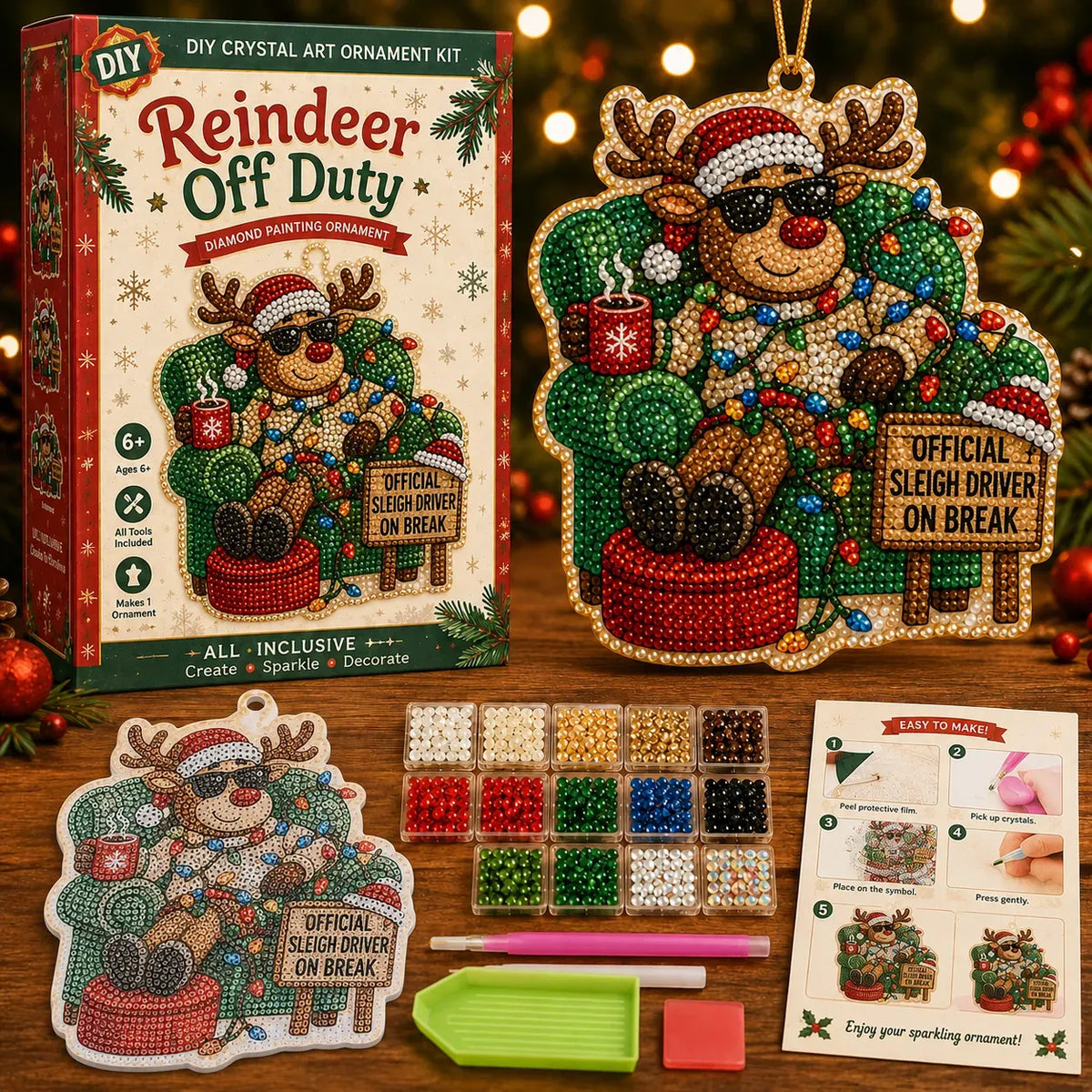⏰LAST DAY 57% OFF 🎄😂 Funny Christmas Pearl Diamond Art Ornament DIY Kit 💕 Beginner-Friendly