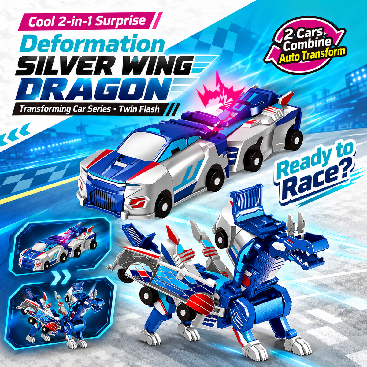 🦄 Crash & Transform Magnetic Cars – 2-in-1 Unicorn Surprise Toy