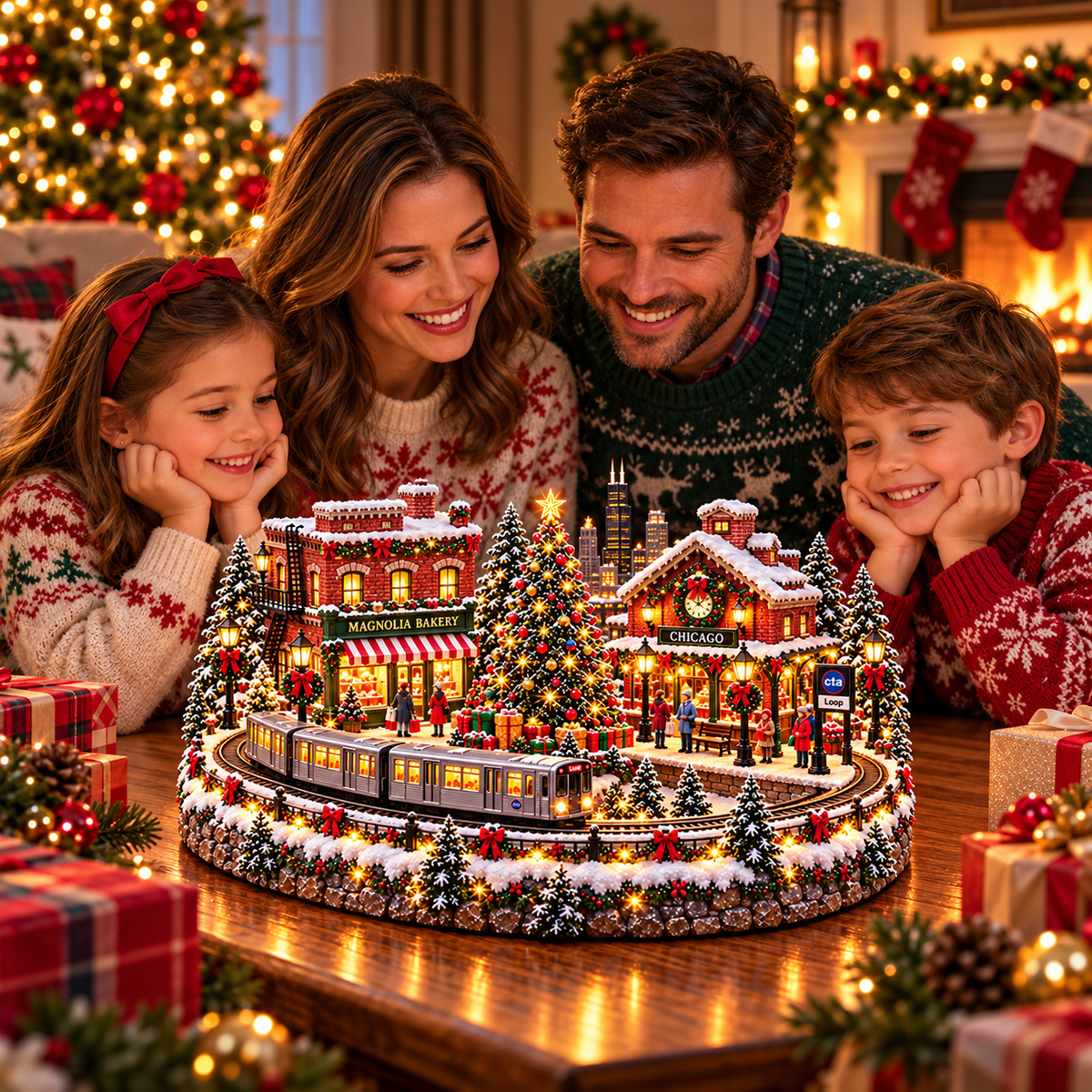 🚋🎄 Christmas City Railway  – Lighted San Francisco Cable Car & Chicago Train Holiday Scenes