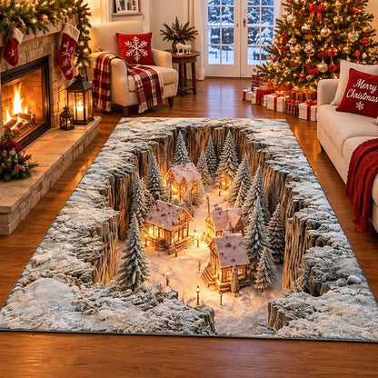✨Optical Illusion Christmas Scene Rug | Bring A Hidden Winter Village To Your Floor✨