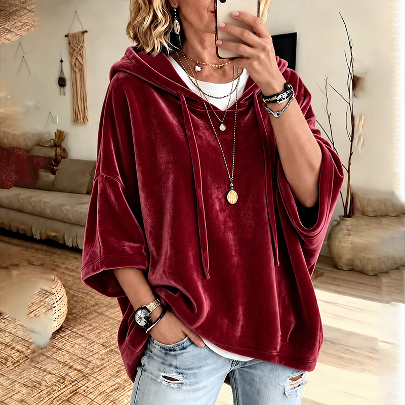 🧸✨ Women’s Oversized Velour Hoodie – Soft, Relaxed & Effortlessly Cozy