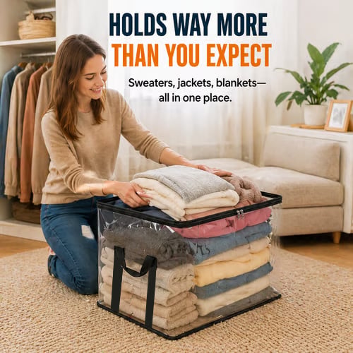 📦 Heavy-Duty Clear Storage Bag – Spacious Organizer for Clothes & Moving