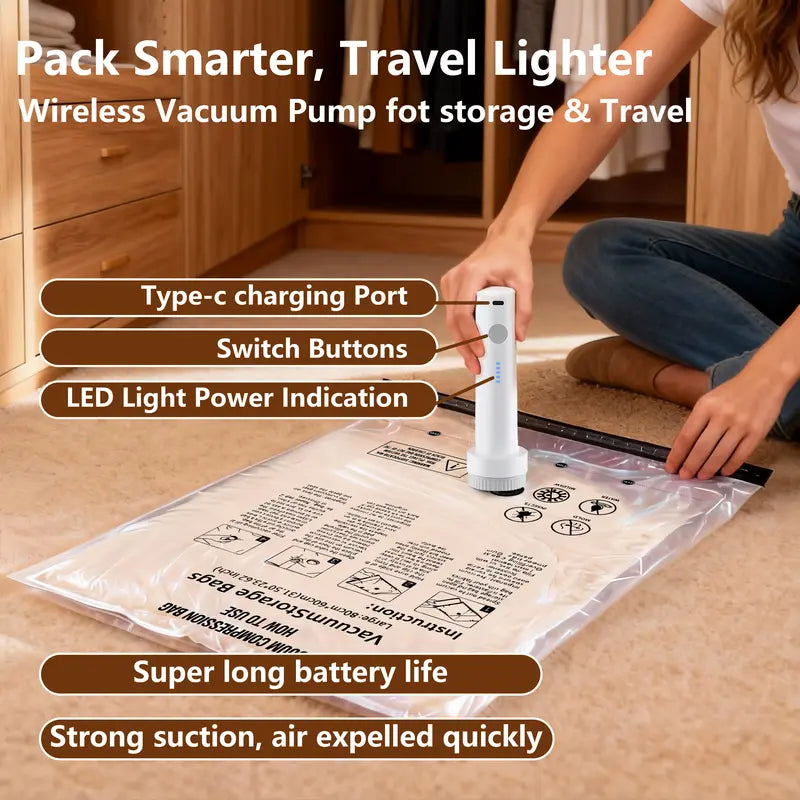 🔥HOT SALE-Cordless Travel Vacuum Storage Compression Bag Set✨