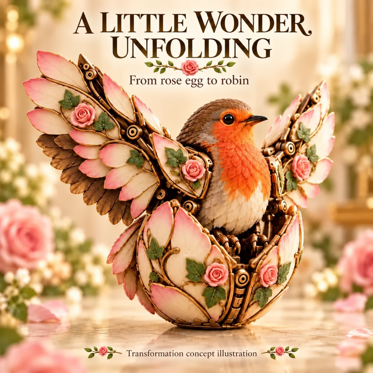 🌹🐦 Rosewing Robin – 2-in-1 Rose Egg to Mechanical Bird Transforming Figure
