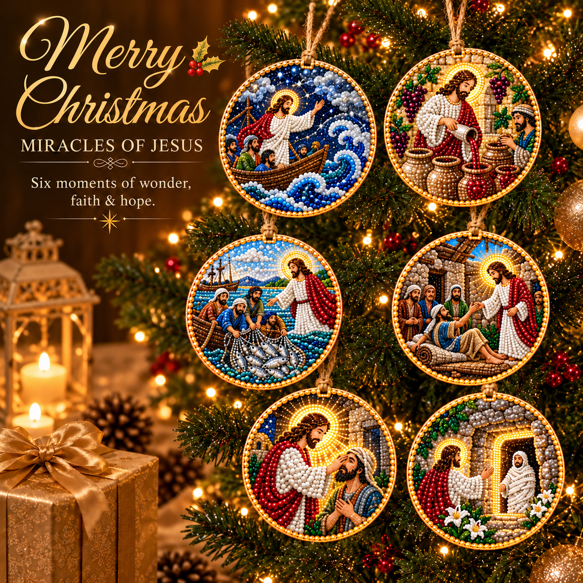 🎄✝️ Christian Christmas DIY Diamond Painting Ornaments Kit (6 PCS)