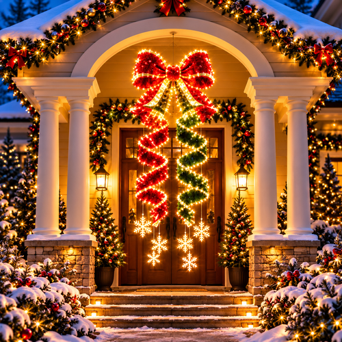 🎀Giant Lighted Christmas Bow Hanging Decoration✨