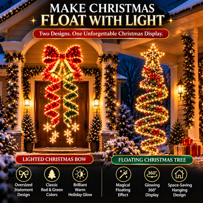 🎀Giant Lighted Christmas Bow Hanging Decoration✨
